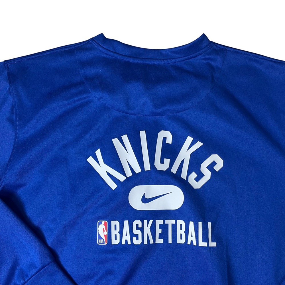 Nike New York Knicks Sweatshirt Mens XXL Tall Blue NBA Dri-FIT Warmup Crewneck